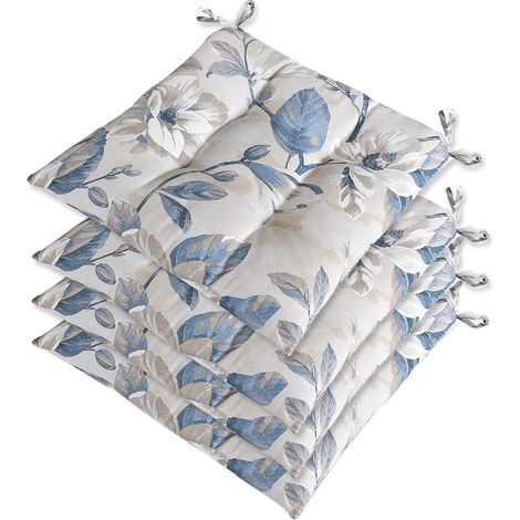 Set 4 Cuscini Sedia Casa Shabby Chic Morbidi Imbottiti Ovatta Universali Coprisedie Cotone Lavabili
