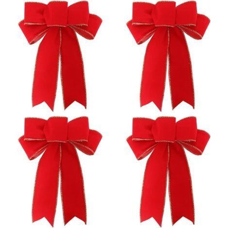 4er-Set Schleifen, Weihnachtsdekoration mit großer roter Schleife, großer Schleife, dekorativer Kranz für Haustür und Kamintür - Karteo (1/5)