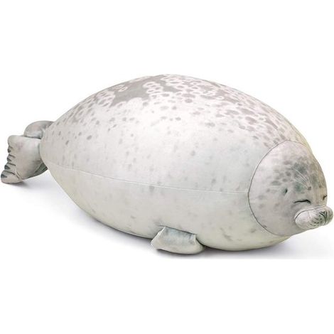 Cuscino a forma di foca da 30 cm, cuscino a forma di foca paffuta, adorabile bambola di peluche a forma di foca in cotone, cuscino/cuscino a forma di foca comodo e morbido, grigio.