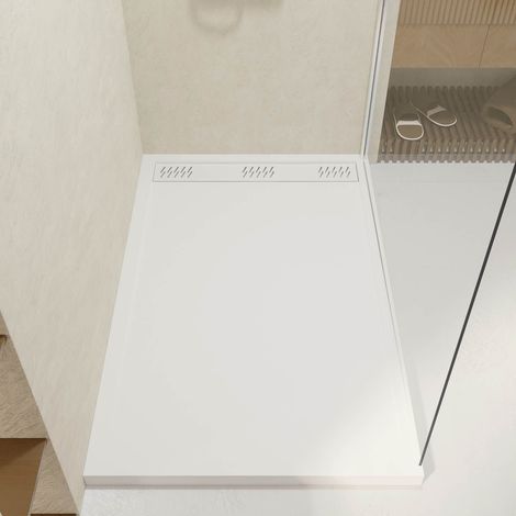 Plato Ducha Acrílico Blanco 90x140x5 cm + Rejillas Cromada y Blanca Mate