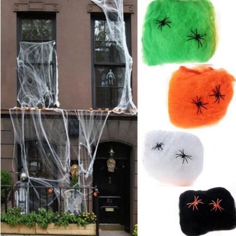 Spinnennetz-Baumwolle, Spinnenbar, Party, Spukhaus, Halloween-Dekoration, Requisite, weiß (1/4)