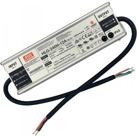 MW MEAN WELL HLG-240H-12A Alimentatore Led Driver IP67 192W 12V 16A Input 220V e 110V