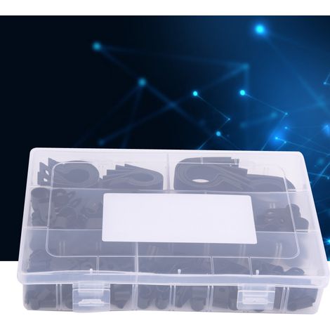 200 Stück Nylon-Kabelbinder Typ R und P, Sortimentsbox mit Kunststoff-Kabelbindern (Schwarz) (1/5)