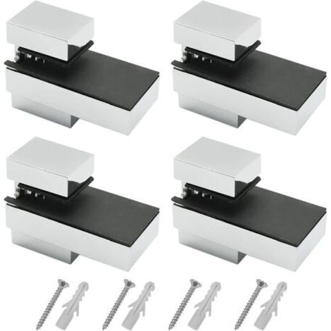 Shelf Bracket, 4 Pieces Glass Shelf Bracket, Wall Shelf Bracket, with Screws, Adjustable Zinc Alloy Glass Shelf Brackets, Fixable Thickness 5-15mm, for Glass and Wood (1/5)
