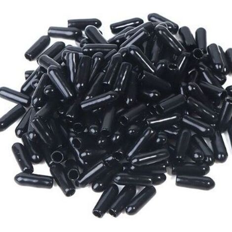 100 pièces embouts, embouts en caoutchouc, couvercle de sécurité protecteur de filetage de vis à boulon noir (3,5 mm) (1/3)