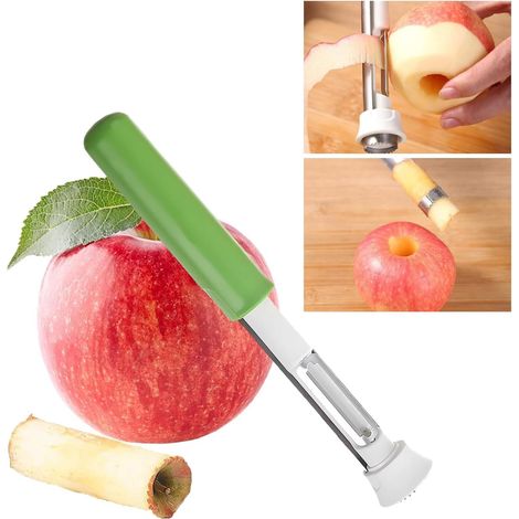 Éplucheur et vide-pomme 2 en 1, outil multifonction en acier inoxydable pour retirer le trognon des fruits, idéal pour les pommes, les poires, les poivrons et la préparation de gâteaux. Facile à utili (1/5)