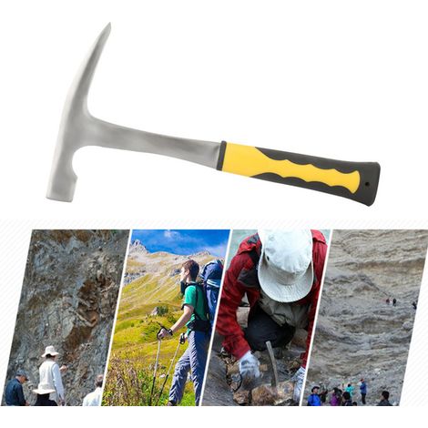 Geologischer Hammer, Erkundungshammer, Spitz-/Flachkopfhammer, Spitz-/Entenschnabel-Geologischer Erkundungshammer mit bogenförmigem Hammerkopf, 500 g, spitze Spitze. (1/5)