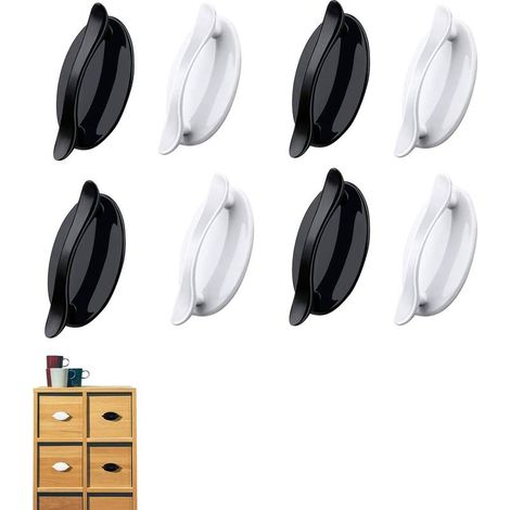 Poignée de porte autocollante, 8 pièces Poignées d'armoire autocollantes Installation rapide Boutons de meuble sans poinçon, pour tiroirs d'armoires de porte et fenêtre, poignée auxiliaire noi (1/5)