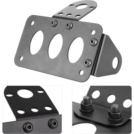 Support de plaque d'immatriculation moto, support de feu arrière latéral, cadre en alliage d'aluminium noir (1/5)