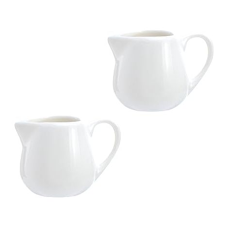 Petit pot à lait en céramique avec anse – Mini pot à sauce ou à lait pour le café – Blanc (1/5)