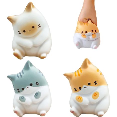 juguetes blandos para gatos, figuras suaves y antiestrés de gato Mochi, juguetes sensoriales para aliviar el estrés, juguetes divertidos y terapéuticos, ideales para fiestas de cumpleaños infantiles y (1/5)