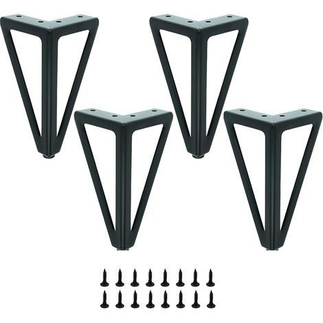 Set of 4 Black Metal Table Legs - Interchangeable Furniture Legs - for Coffee Table/TV/Sofa/Bed and Other Furniture Legs - with screws.(15cm)