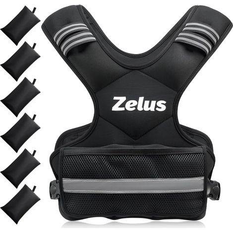 Gilet Lesté 5kg/10kg/15kg/20kg Barre de Poids Réglable Veste Lestée de Course Entraînement pour Hommes Femmes Musculation Exercice Sports Gym Fitness Intérieur Extérieur, Noir (1/5)