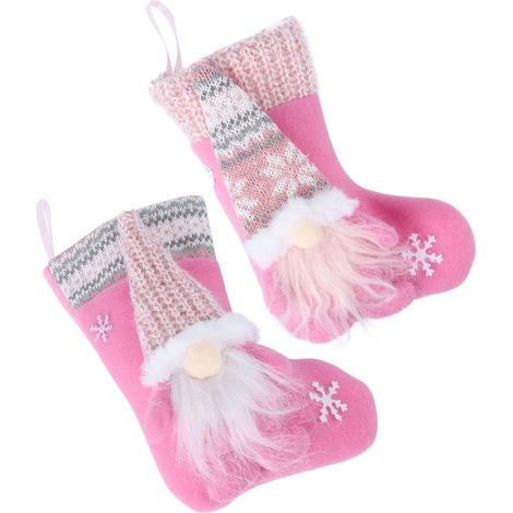 2pièces Chaussettes de Noël Suspendues et Décoration de Chaussette de Noël Pendentif Poupée sans Visage pour Sapin ou Mur (1/5)