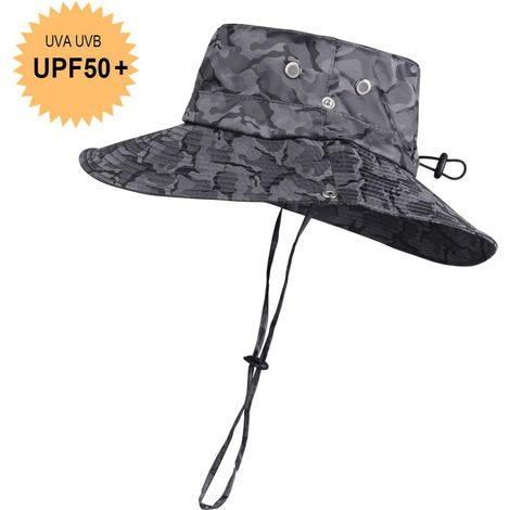 Chapeau Anti UV - Large Bordure - Tissu Polyester Coton Respirant UPF 50+ - Pour Pêche Jardinage Randonnée - 1 Pièce
