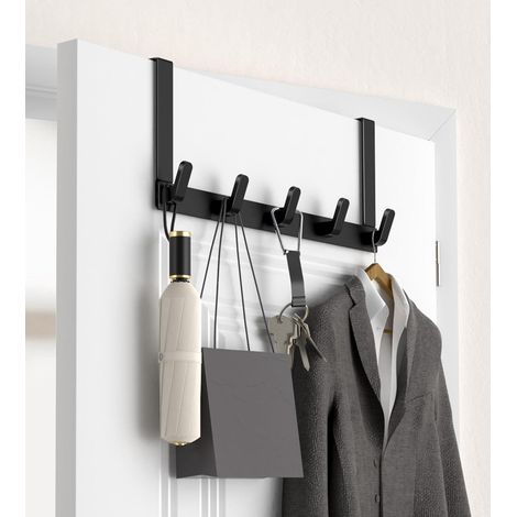 Crochet De Porte Avec Bras Allongé, Rangement Pour Accessoires De Salle De Bain Et Porte-Serviettes - 1 Pièce, Noir Mat (1/5)