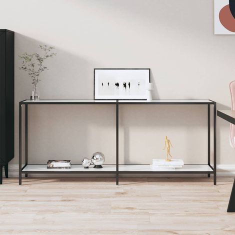vidaXL Tavolo Consolle Bianco 180x35x75,5 cm in Vetro Temperato (1/5)