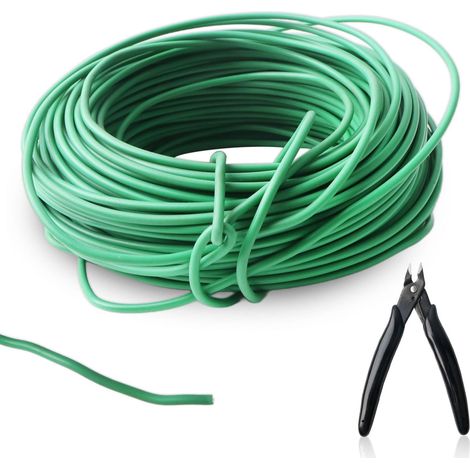 40 m de fil de jardin vert avec coupe, 3,5 mm, flexible, pour plantes, caoutchouté, pour le jardinage, les tomates, les vignes, pour l'entraînement à faible stress (1/5)