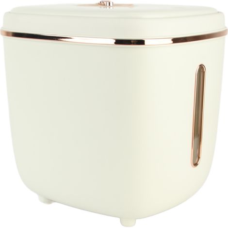 Boîte de stockage de riz avec cylindre doseur, grande capacité, fermeture hermétique, blanche, idéale pour la cuisine (11 kg).