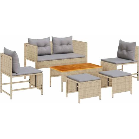 Maison Exclusive - Gartensofa-set mit Kissen 6 pcs Beige und Hell