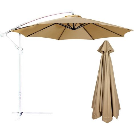 Parasol extérieur, imperméable et protégé contre les UV, canopée de remplacement pour parasol de terrasse (sans pied) marron, convient à 2,7m, 8 oses-x (1/5)