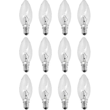 2026 Lot de 12 ampoules bougies E14 40 W, lumière blanche claire, style incandescent classique, ambiance chaleureuse pour lustre, applique murale (1/5)