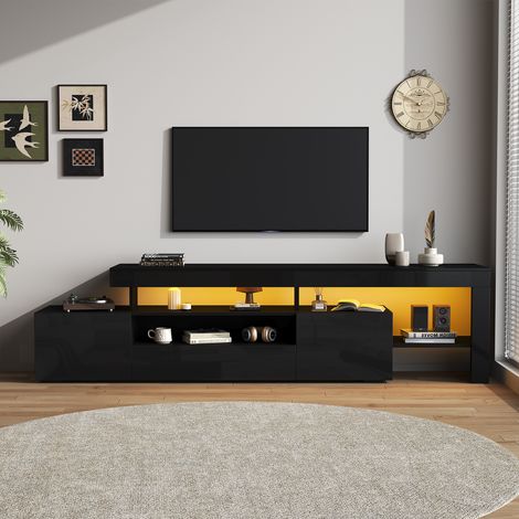 DESMIU Meuble TV 3 portes avec niches ouvertes LED pour salon 192 × 37 × 53 cm (1/5)