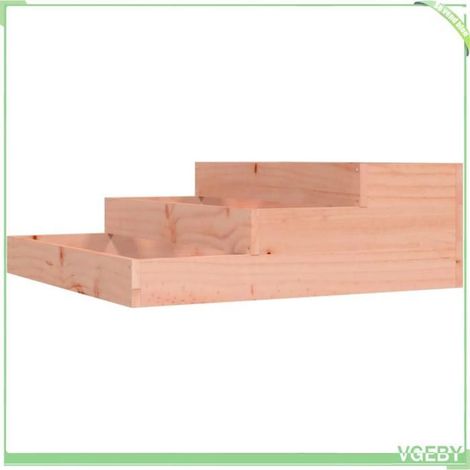 Jardinière carrée - FAFEICY - Escalier 3 profondeurs - Bois de douglas massif - 78x78x27 cm - Cadre robuste (1/5)