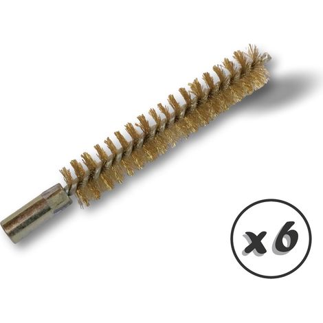 Ecouvillon LAITON Condenseur Lot de 6 Ø 15 mm Raccord laiton taraudé M6 femelle Torsade en acier galvanisé Brosse nettoyage paroi tube alésage Kibros 4TCL15x6