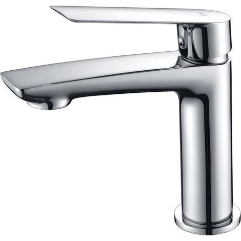 Rubinetto per lavabo, rubinetto per bagno monocomando, miscelatore per bagno acqua calda/fredda colore cromo (1/5)