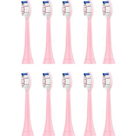 10 têtes de brosse à dents de rechange, poils souples, roses, fermeté moyenne, compatibles avec brosses soniques Philips (1/5)