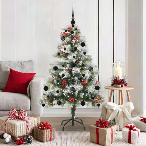 vidaXL Sapin de Noël artificiel Vert et blanc 150 cm (1/5)