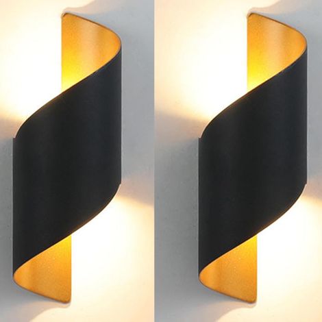 Applique murale LED, 10W, 3000K, blanc chaud, étanche IP65, parfait pour un bar ou une chambre, 2 pièces, noir (1/5)