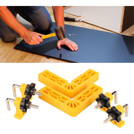 Règle de positionnement à angle droit en plastique pour le travail du bois de 120 mm, clip de positionnement pour l'assemblage de pièces de bois (jaune) (1/5)