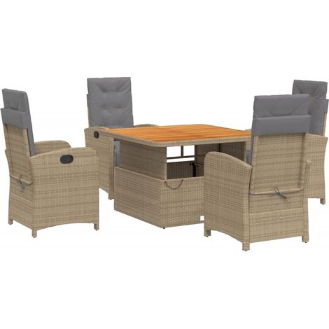 Maison Exclusive - Ensemble à manger de jardin avec coussins 5pcs Beige poly rotin