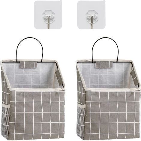Sac de Rangement Suspendu - 23 x 10 x 38 cm - Pour Lit Chambre Étudiante - Sac à Suspension avec Crochet Adhésif - Lot de 2 (1/5)