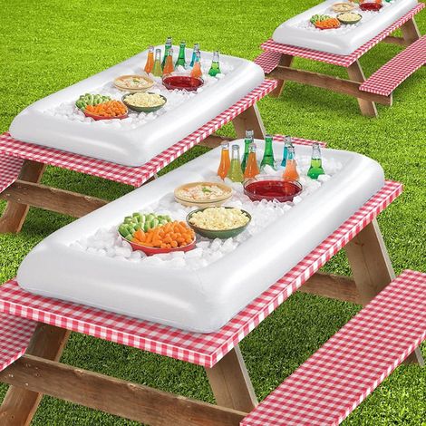 Bar de buffet de service de glace gonflable avec bouchon de vidange, refroidisseur de boissons à salade, conteneurs de fruits, plateau flottant, barbecue, pique-nique, piscine, fournitures de fête (1/5)