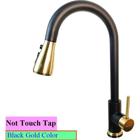 (Non tactile - noir et or - G1/2) Robinet mitigeur de cuisine tactile Shenducs - Amélioration de l'habitat - Robinet d'eau chaude et froide extractible - Robinet de cuisine à capteur tactile sensible (1/5)