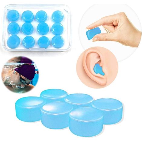 12 Pièces Bouchons d'Oreilles en Silicone Anti-Bruit, Imperméables et Réutilisables pour Dormir (1/5)