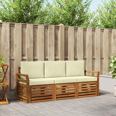 vidaXL Sofagarnituren 3 pcs Natur und Creme Massivholz Akazie (1/5)