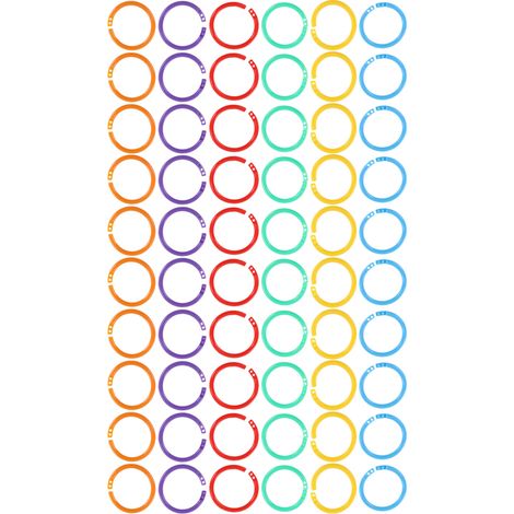 60 anneaux fendus colorés en PP 3,5 cm pour classeur, documents et cartes de visite – lot de 60 (1/5)