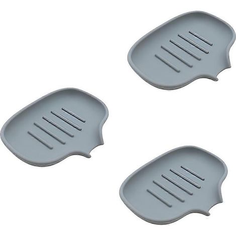 Porte-savon autonettoyant, plateau porte-savon pour salle de bain, gris clair (1/5)
