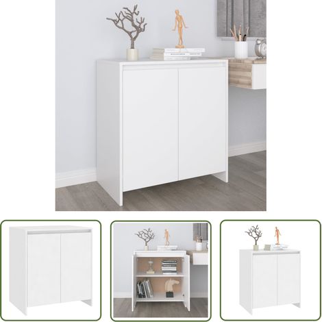 The Living Store Buffet Blanc 70x41x75 cm Bois d'ingénierie - Buffet Blanc - Meuble Rangement - Commode - Armoire Blanche - Mobilier Salle À Manger (1/5)