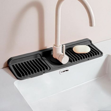 [JAMAIS UTILISÉ] Tapis de robinet d'évier de cuisine en silicone, rose, 45 x 14 cm (1/4)