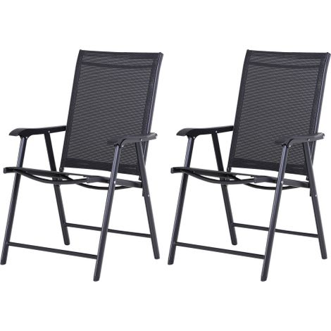 Meuble de jardin, Duas cadeiras pliables ​​em métal, pretas, avec dimensions de 58x64x94 cm, ideais para lazer ao ar livre., gain de place, meuble extérieur, design moderne
