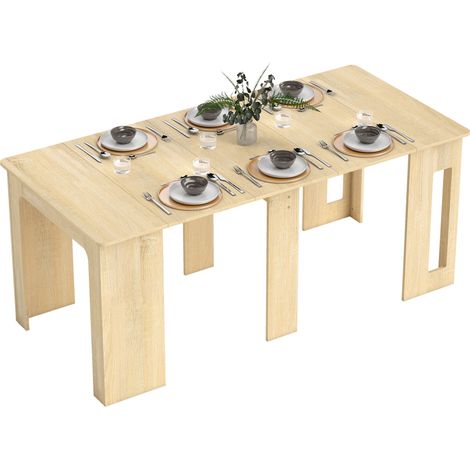 Table de salle à manger, table pliante, table de cuisine extensible, table de salle à manger, panneaux de particules, 60 180 x 85 x 75 cm, naturel (1/5)