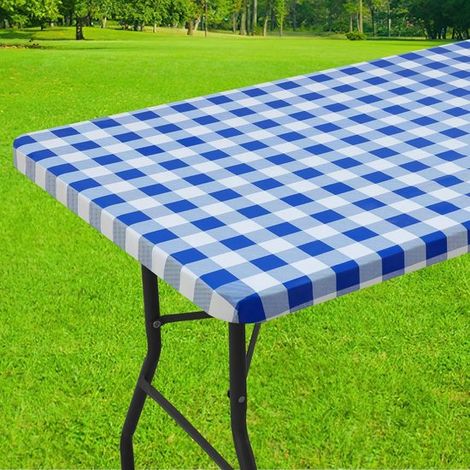1 rechteckige Picknicktischdecke, elastische, wasserdichte, laminierte Vinyltischdecke, karierte Tischdecke, für Mahlzeiten, Camping und den Eins (1/5)