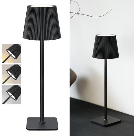 Set aus 2 kabellosen LED-Tischlampen, 5200 mAh Akku, Touch-Steuerung, dimmbar, 3 Farben, IP44 wasserdicht, schwarz. (1/5)