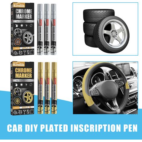 DIY Car Tire Coating Pen - Silver (3 pens/box) (This pen is designed for easy coloring and graffiti application on car tires.)