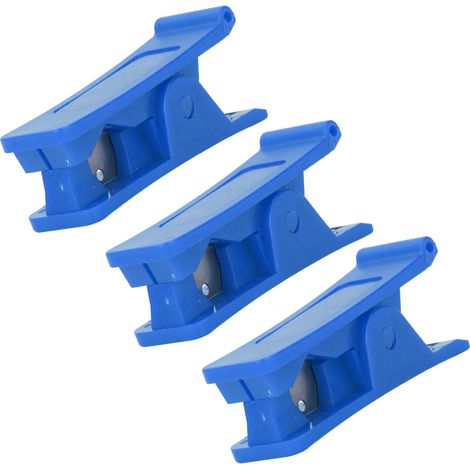 Lot de 3 coupe-tubes PTFE (capacité de coupe de 3 à 19 mm) pour tubes souples en nylon, PVC et PU (bleu).